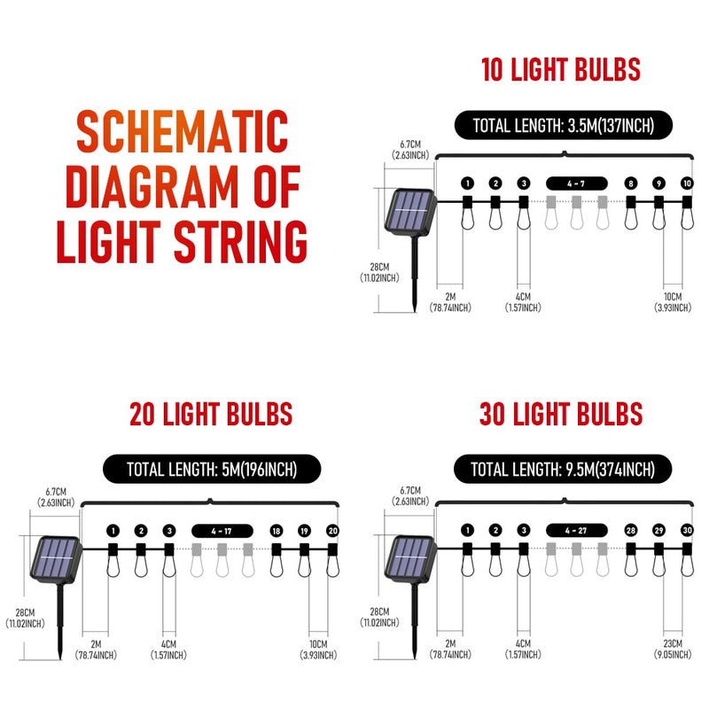 Luzes de Natal com cordão solar LED