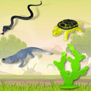 Kit Animais De Brinquedo Répteis Cobra Jacaré Sapo Lagarto