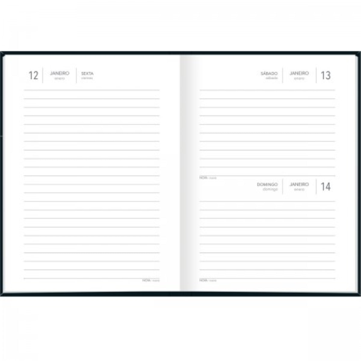 Agenda Costurada Diária 12,3 X 16,6 Cm Pepper Preta 2024