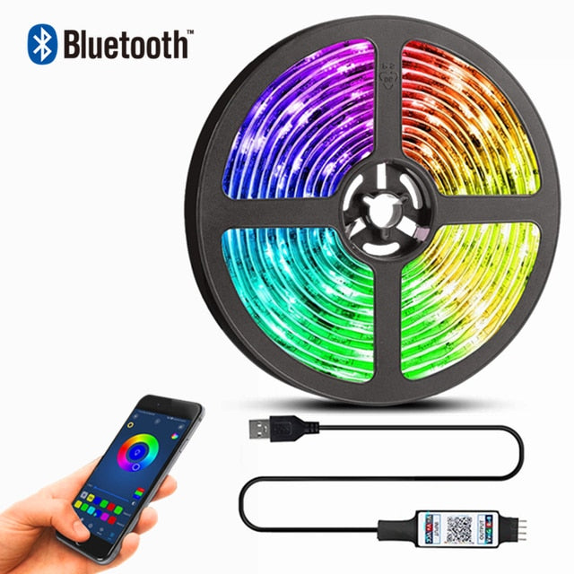 Luzes de tiras RGB por controle Bluetooth