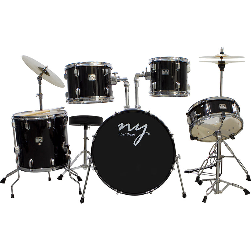 Bateria Acústica 2t Cromada Preto Com Banco Ny-f1rst