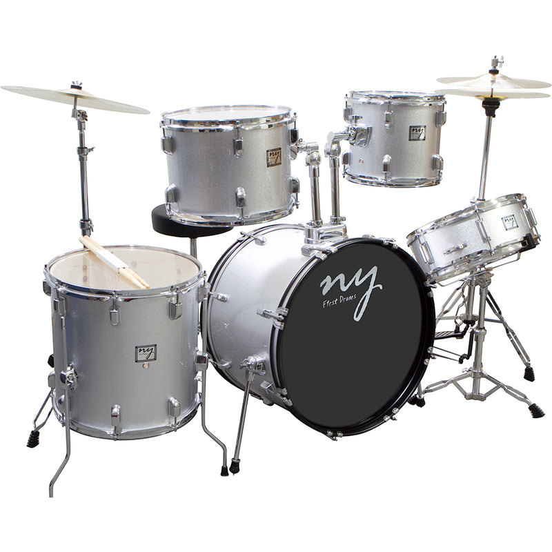 Bateria Acústica 2t Cromada Prata Com Banco Ny-f1rst