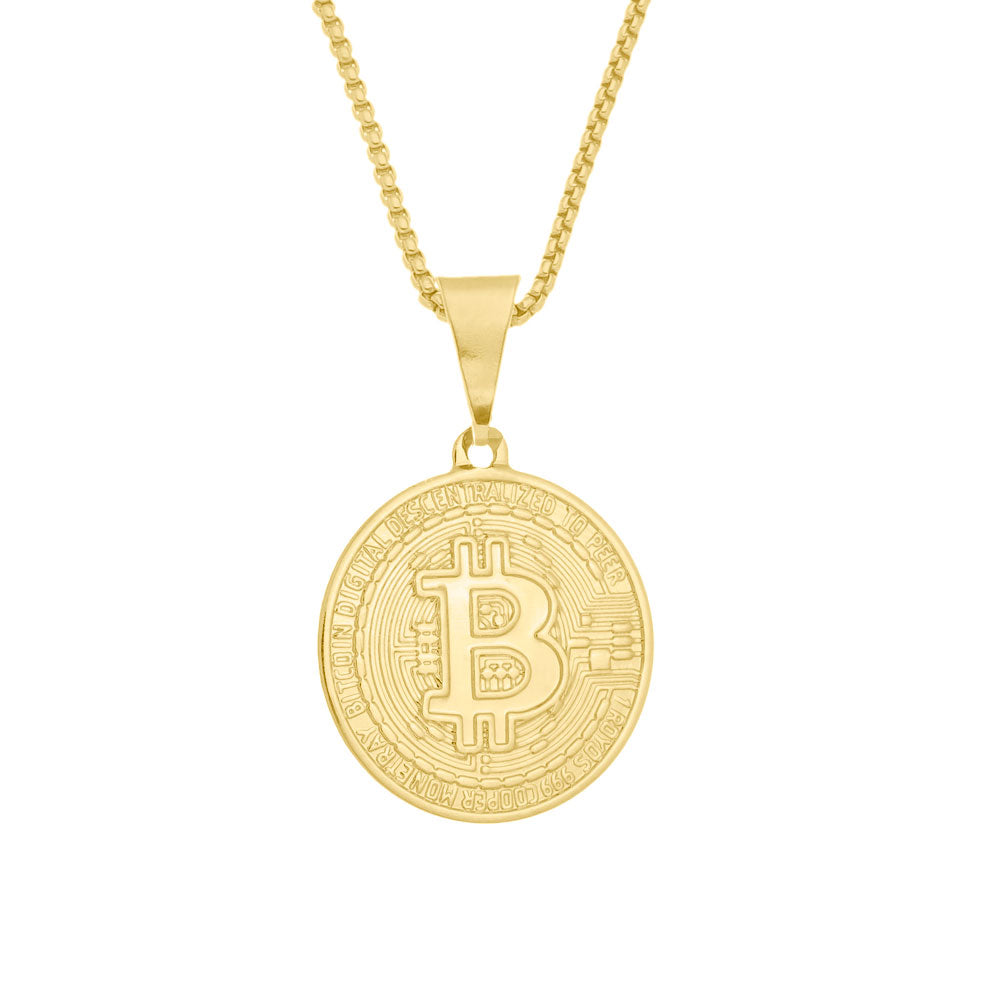 Corrente Veneziana 1mm - 3g - 70 Cm + Pingente Bitcoin Especial Pequeno - 2,0 X 2,0 Cm