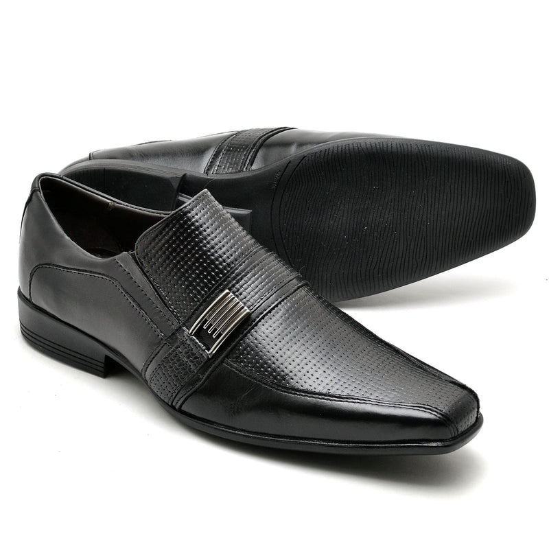 Sapato Casual Conforto Couro Preto 013