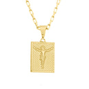 Corrente Tijolinho Fecho Gaveta 1,5mm - 6g - 70 Cm + Pingente Placa Texturizada Cristo - 1,5 X 1,2 Cm