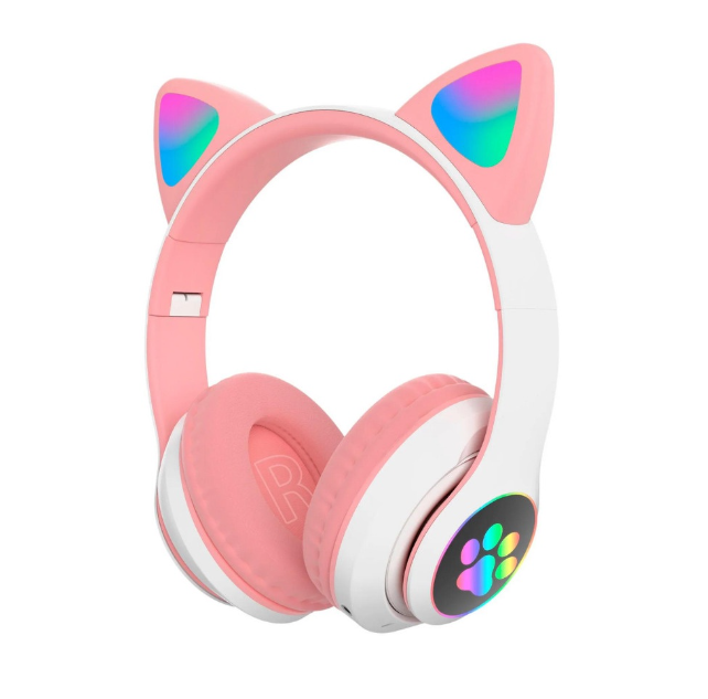 Fone Headphone Orelha Gato Colorido Led Smartphone Geek Gamer Gatinho