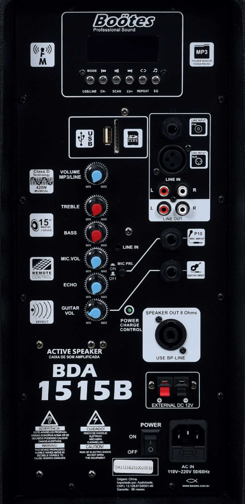 Caixa De Som Amplif Bootes Bda-1515b  Af 15 Pol+dti 420w Mus.