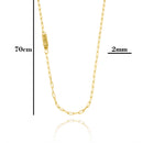 Corrente Elo Alongado Fecho Gaveta 2mm - 5g - 70 Cm + Pingente Estrela De Davi - 1,7 X 1,7 Cm