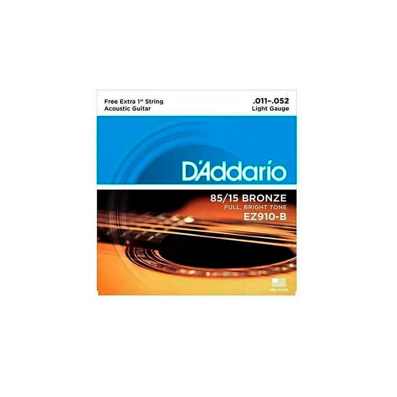 Cordas Para Violão Aço D Addario Bronze 85/15 Ez910-b .011-.052 Com Corda Extra Pl011