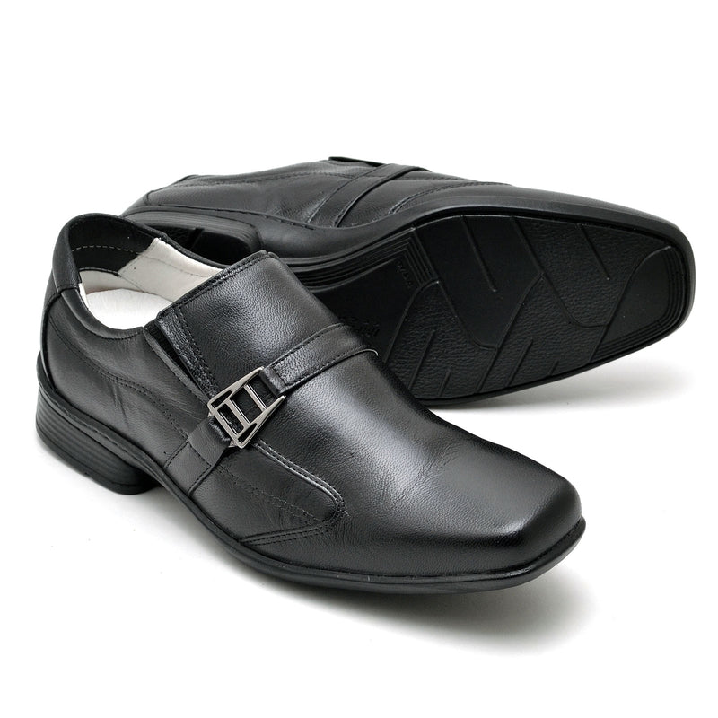 Sapato Casual Conforto Couro Preto 02w