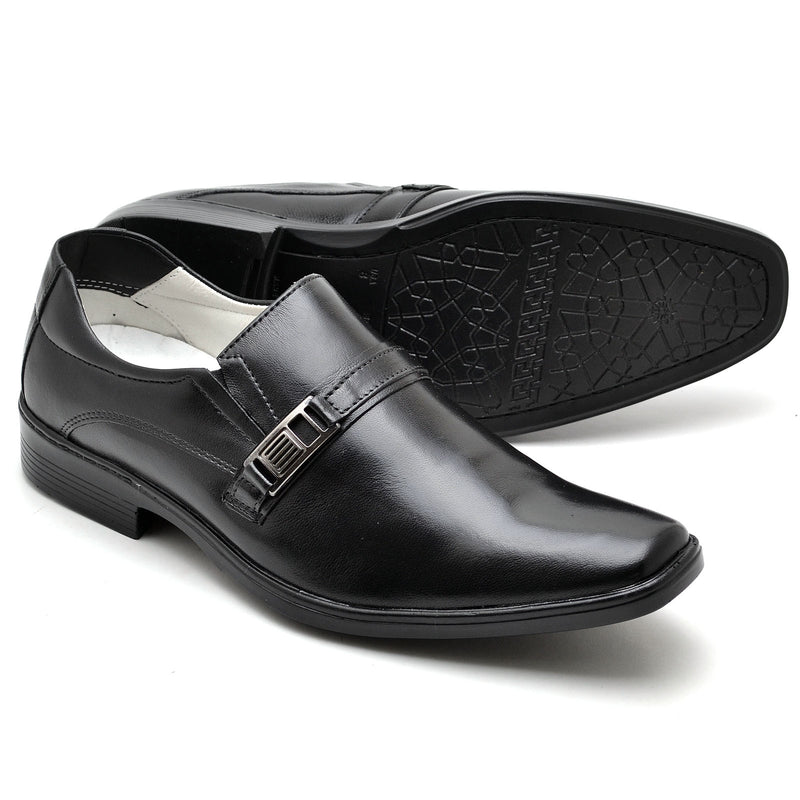 Sapato Casual Conforto Couro Preto 012