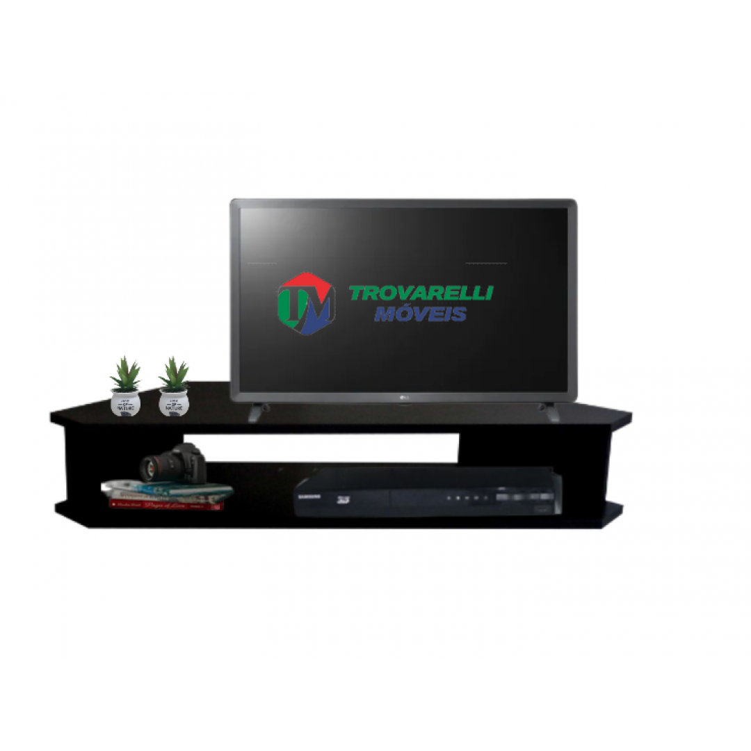 Rack Sala De Canto Preto Para Tv Até 32 Polegadas Em Mdf