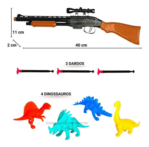 Kit Arminha De Brinquedo Lança 3 Dardos Pistola Dinossauro