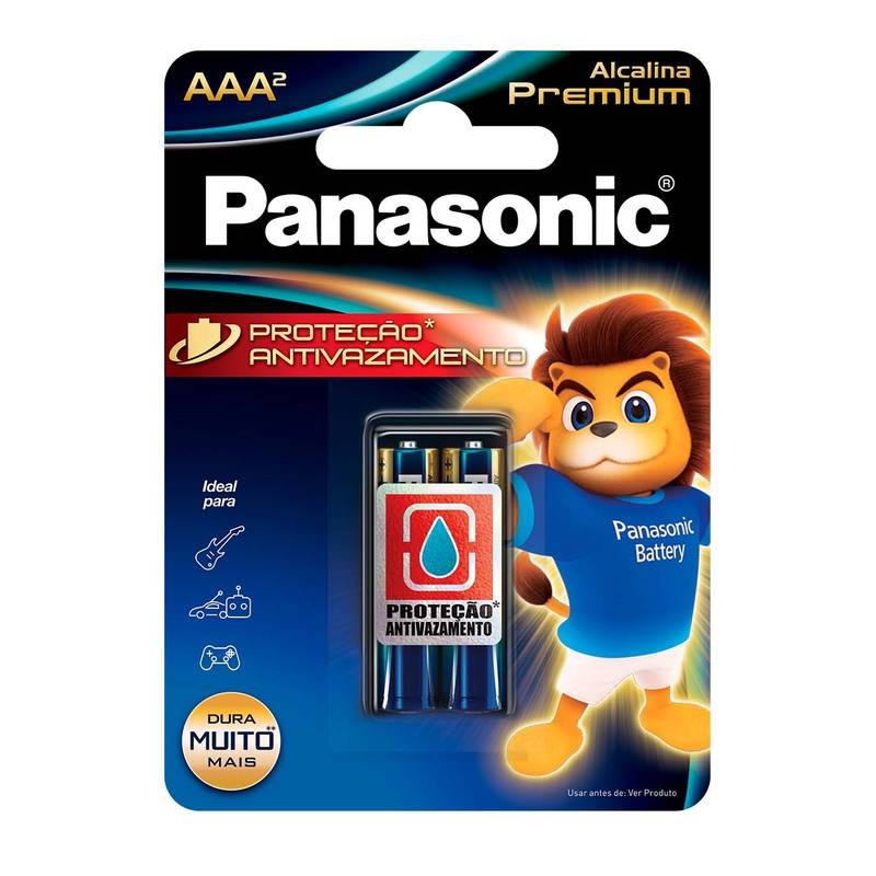 Pilha Alcalina Premium Panasonic Aaa Palito Cartela C/2 Lr03egr/2b96 - Pç / 2