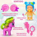 Unicórnio Com Boneca De Vinil C/cabelo Acessórios Brinquedo