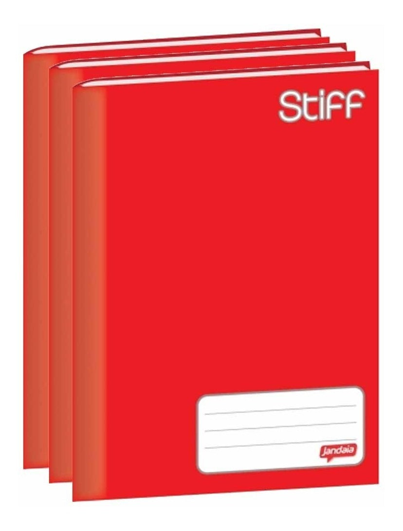 10 Caderno Brochura 1/4 Stiff Vermelho 48 Folhas Jandaia