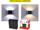 Luminaria Led Arandela Ip65 Preta 3w 3.000k Branca Morna Kian