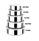 Conjunto de Potes Tijelas Inox com tampa 5 Peças