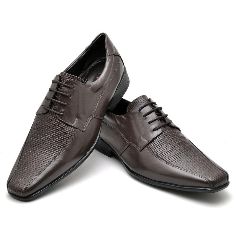 Sapato Casual Conforto Couro Marrom 014