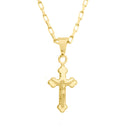 Corrente Tijolinho Fecho Gaveta 1,5mm - 6g - 70 Cm + Pingente Cruz Cristo Detalhado Pequeno - 1,5 X 1,0 Cm