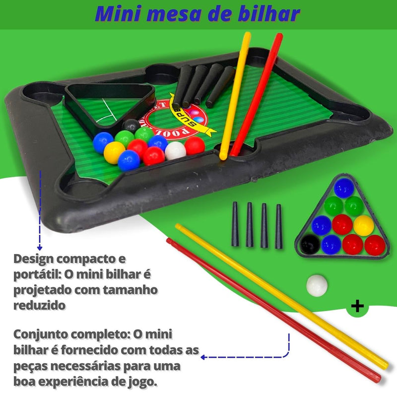 Brinquedo Mini Mesa De Sinuca Bilhar Jogo Infantil Portátil