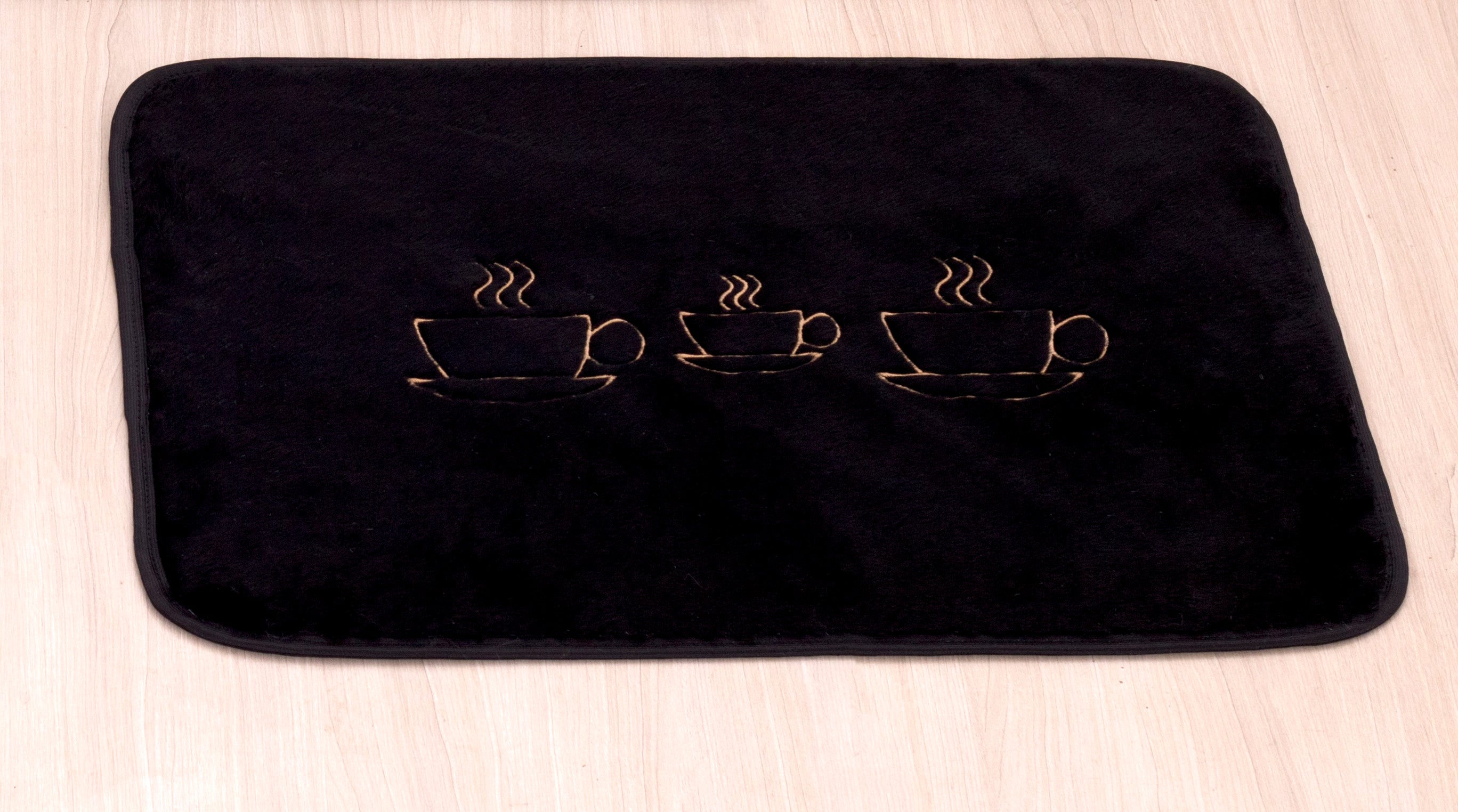 Kit De Tapetes De Cozinha Passadeira Gourmet Preto 03 Peças