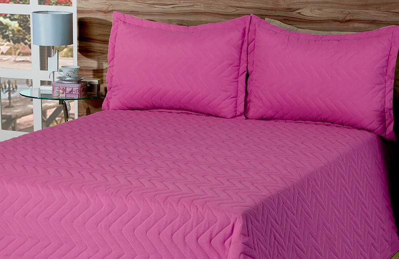 Cobre Leito Matelassado Classic Queen 03 Pçs  Rosa