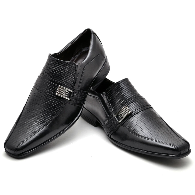 Sapato Casual Conforto Couro Preto 013