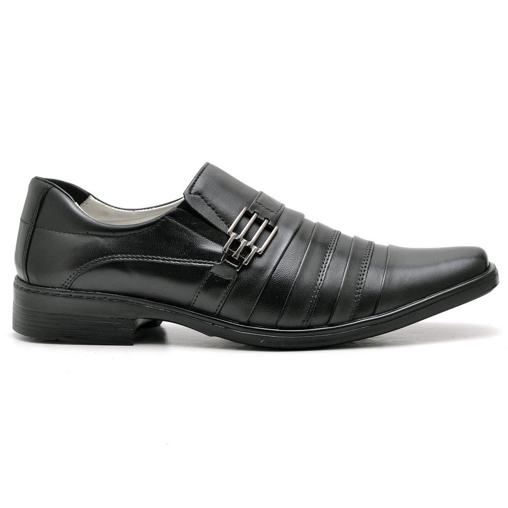 Sapato Casual Conforto Couro Preto 010