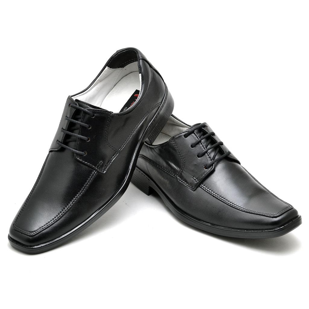 Sapato Casual Conforto Couro Preto 015