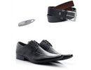 Kit 01 Par De Sapatos Pretos + Cinto + Calçadeira