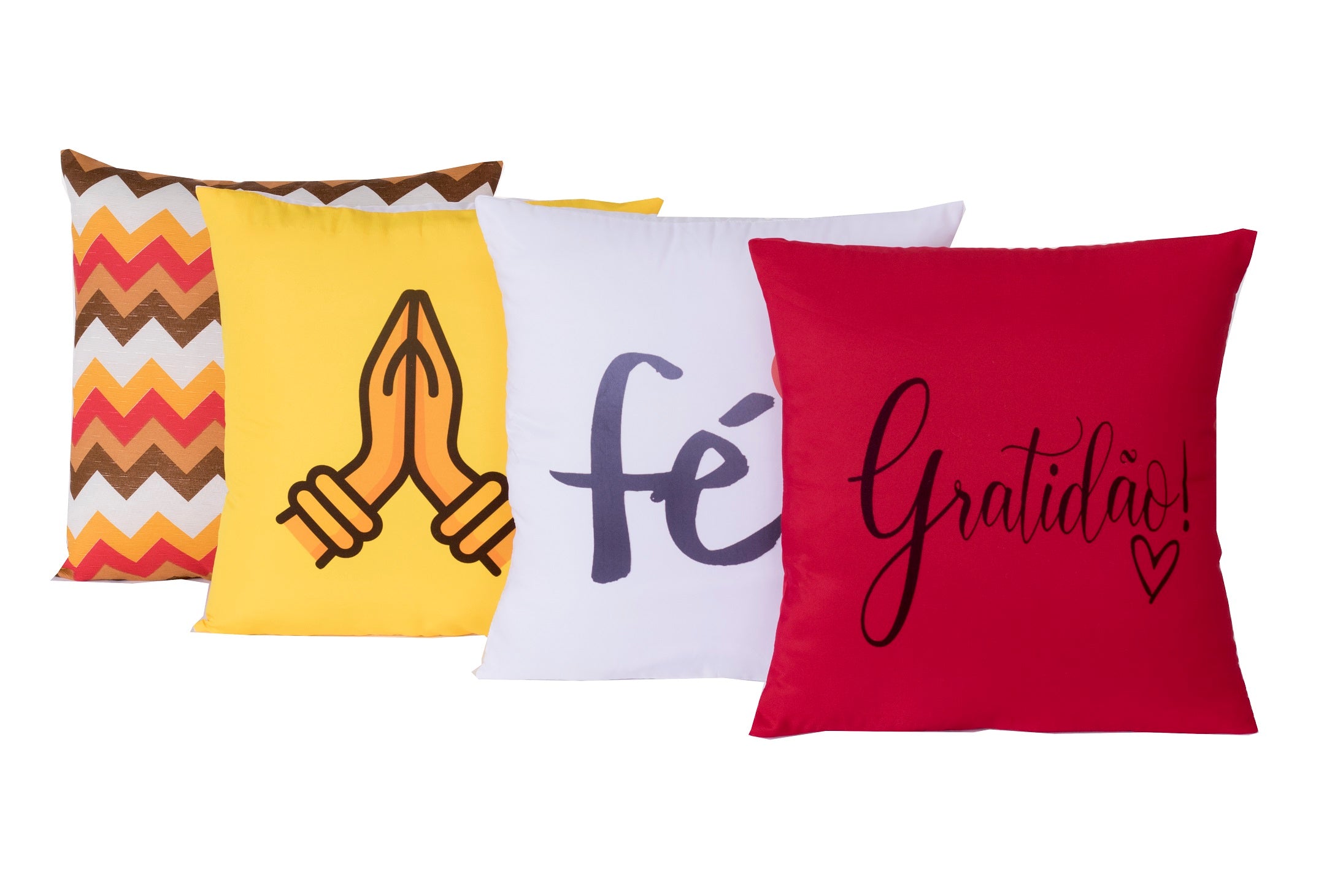 Kit Capas De Almofadas 5184 Gratidão Vermelho 04 Peças