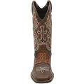 Bota Texana Feminina Cano Longo Couro Croco Café 3110