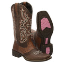 Bota Texana Feminina Cano Longo Couro Croco Café 3110