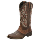 Bota Texana Feminina Cano Longo Couro Croco Café 3110