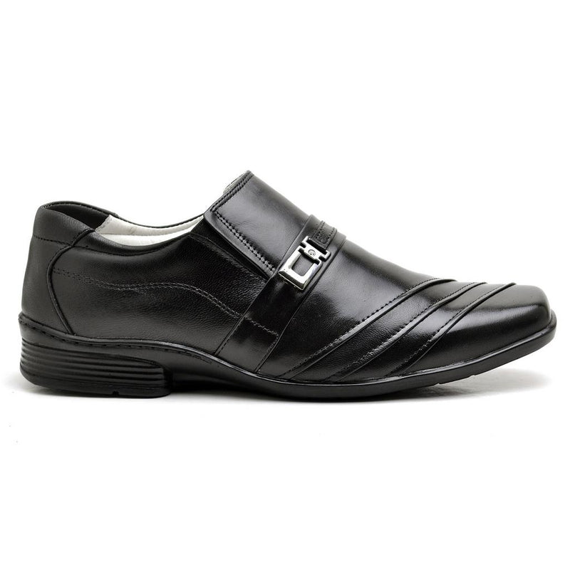 Sapato Casual Conforto Couro Preto 04w