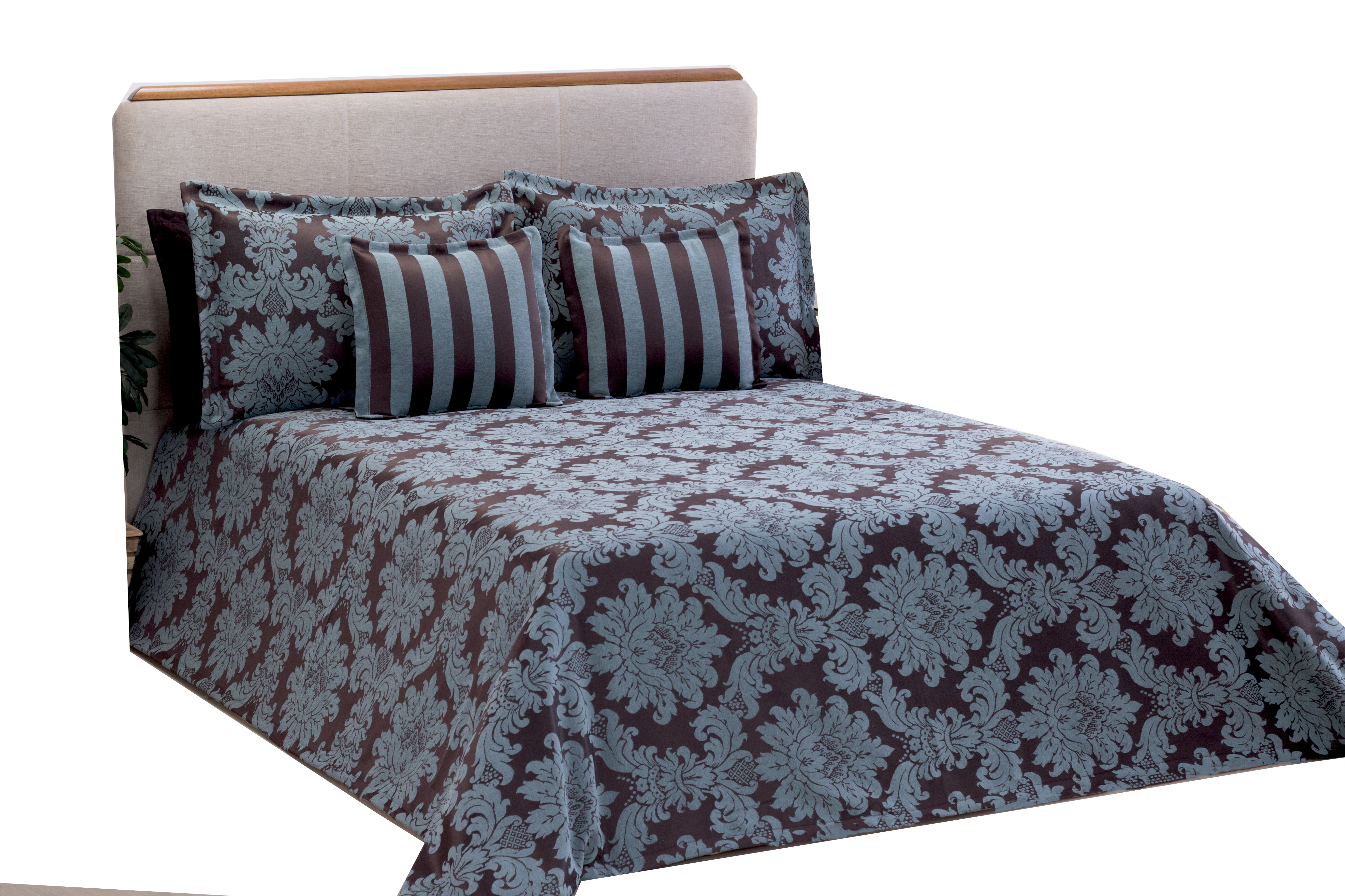 Cobre Leito King Jacquard 05 Pçs Azul