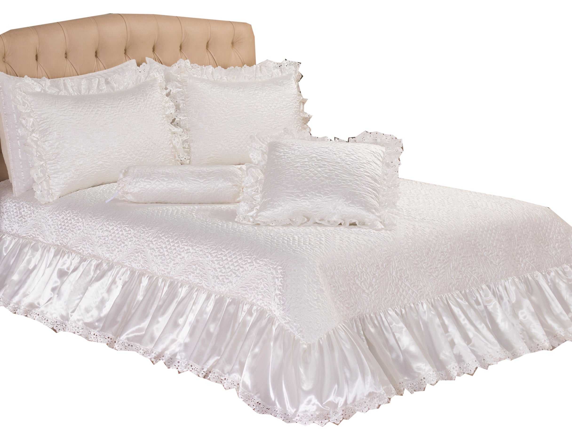 Kit De Colcha Cobre Leito Athena Casal Queen 05 Peças Palha