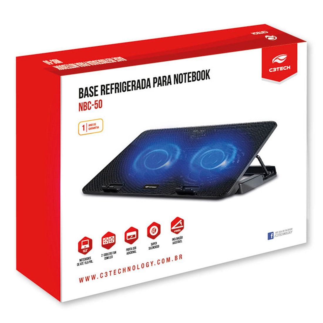 Base para Notebook C3 Tech Black NBC-50BK