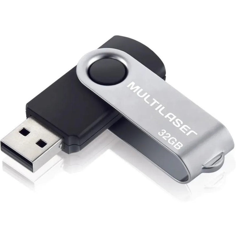 Pendrive 32gb / 16gb / 8gb Multilaser 2.0 USB Twist Leitura 10MB/s e Gravação 3MB/s Preto - PD589 - PD588 - PD587