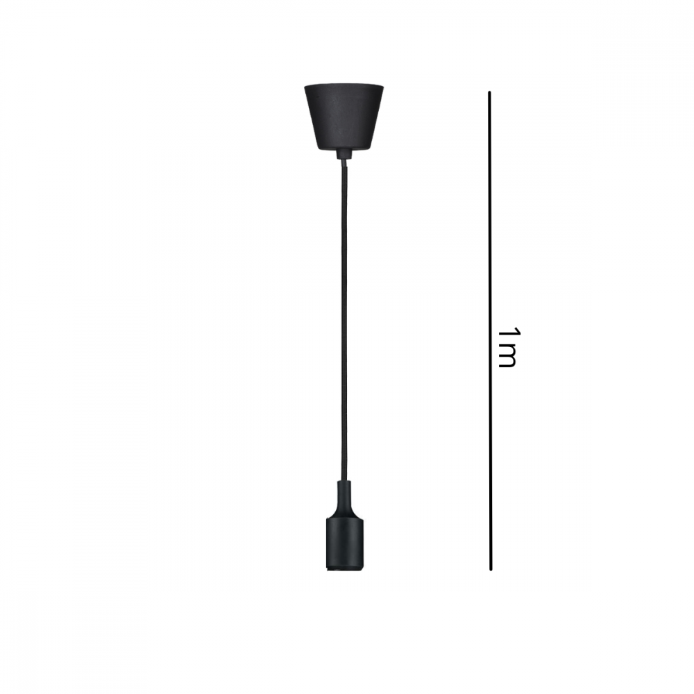 Candeeiro Suspenso Preto Silicone Loja Bar Cafeteria E27