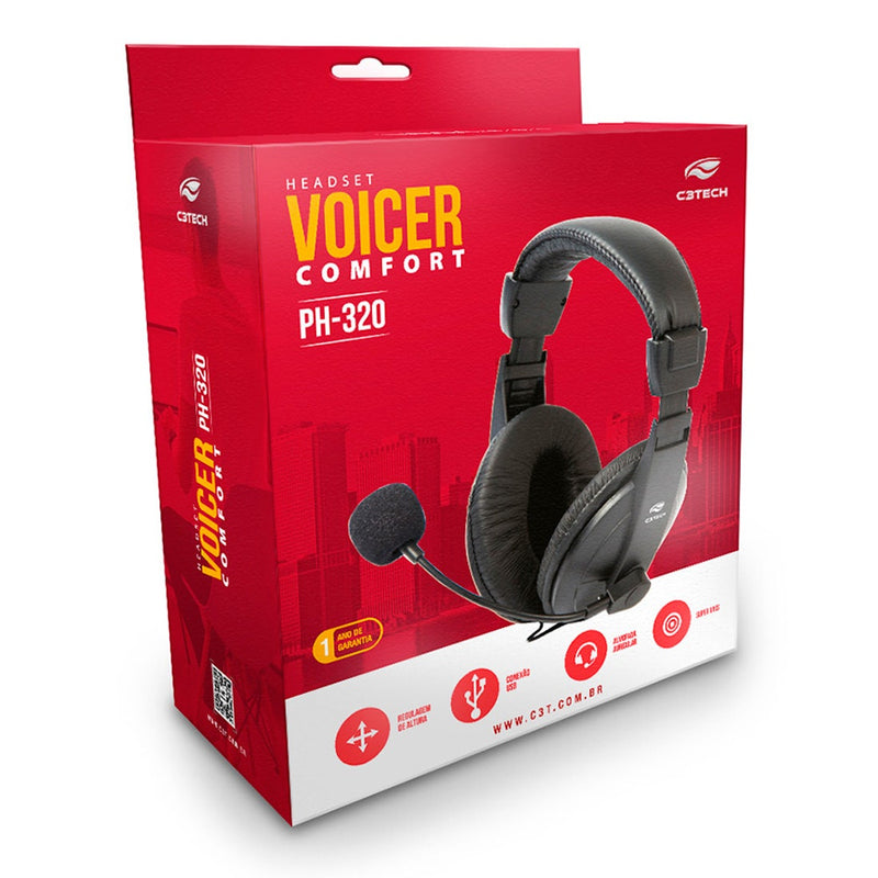 Headset C3 Tech C/Mic USB Voicer Comfort PH-320BK