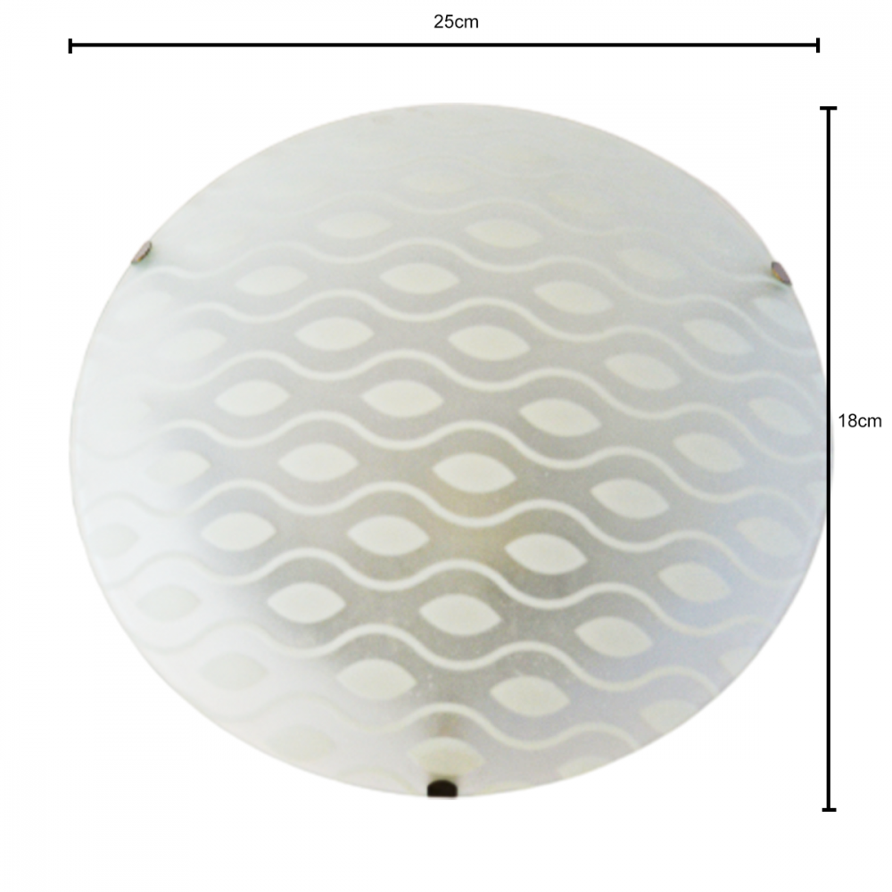 Plafon De Teto Vidro Fosco P/sensor 1 Bocal E27 Led Top