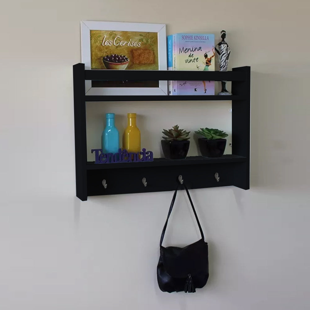 Porta Chave Organizador Preto Em Mdf