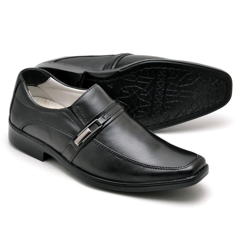 Sapato Casual Conforto Couro Preto 011