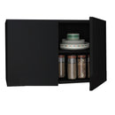 Armário Aéreo 2 Portas Preto Em Mdf