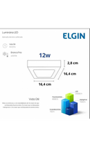 Luminaria Led 12w Sobrepor Quadrado 6500k Elgin