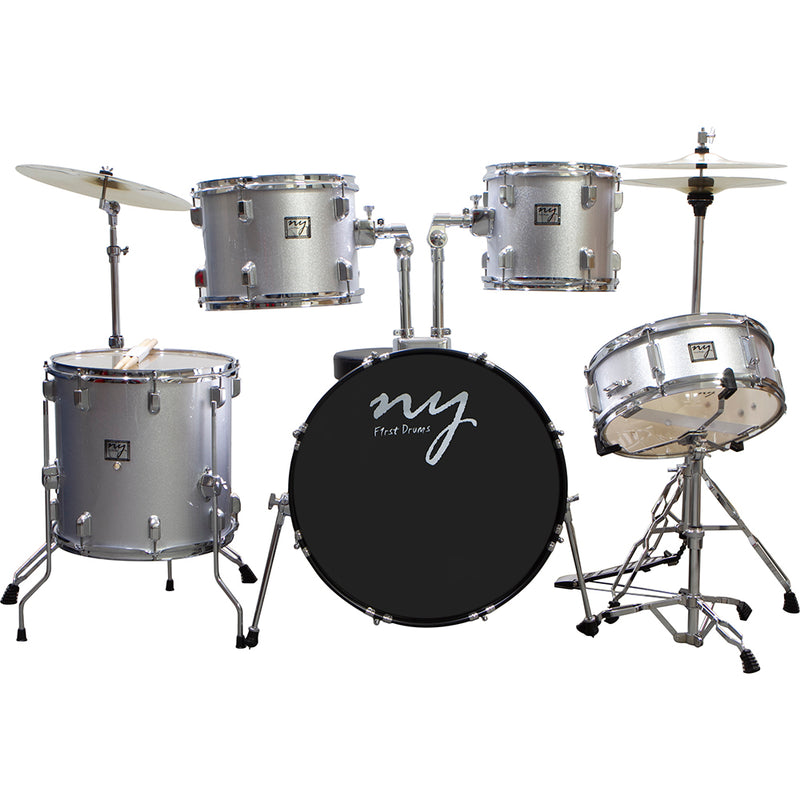 Bateria Acústica 2t Cromada Prata Com Banco Ny-f1rst