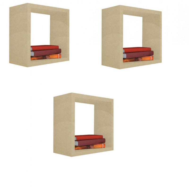 Kit 3 Nicho Decorativo 45x45x15 Cm Natural Em Mdf