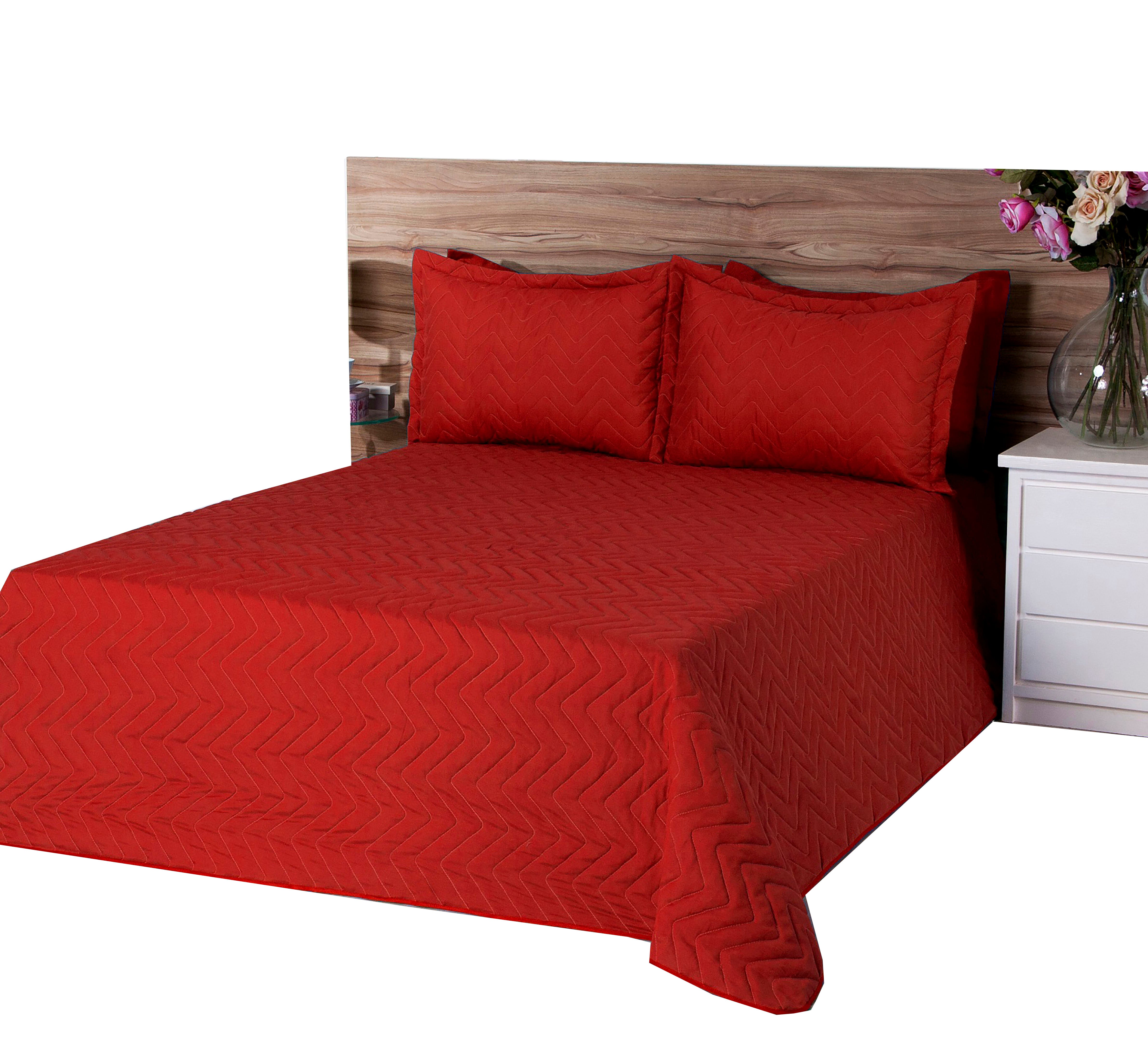 Cobre Leito Matelassado Classic Queen 03 Pçs Vermelho